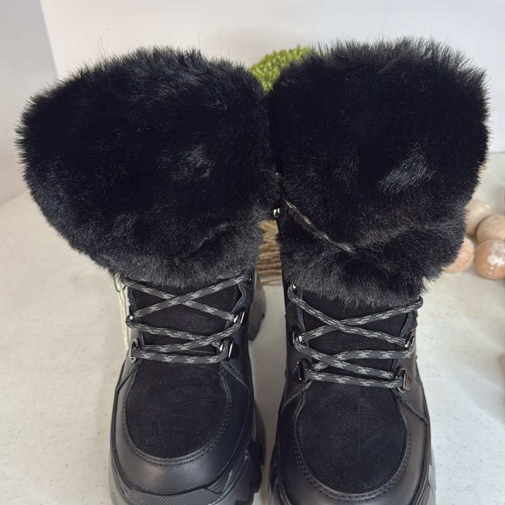 Cougar Black Faux Fur Ankle Booties - Picture 5 of 14